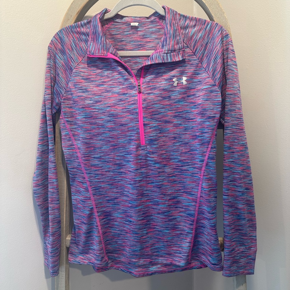 Under Armour Pink and Blue Quarter-Zip Top